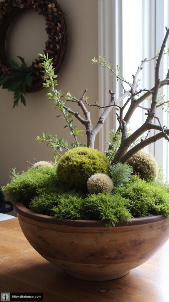 moss and branch arrangement