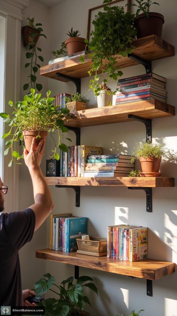 mounting rustic raw edge shelves