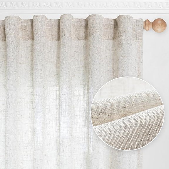 MYSKY HOME Linen Curtains for Living Room (2 Panels)