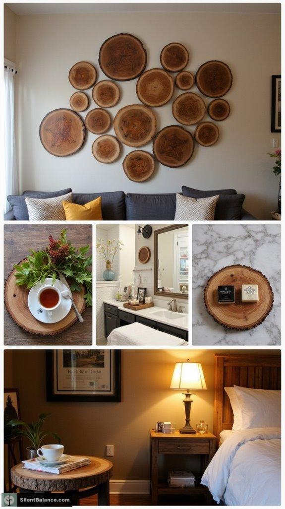 natural decor with tree slices