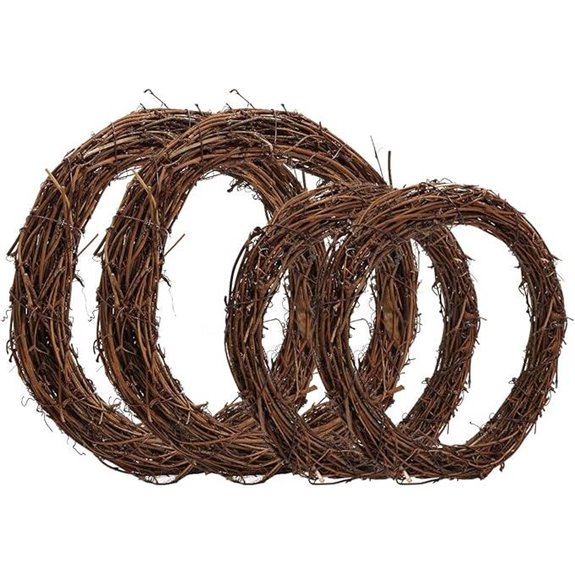 Worown Natural Grapevine Wreaths for DIY Decor (4 pcs)