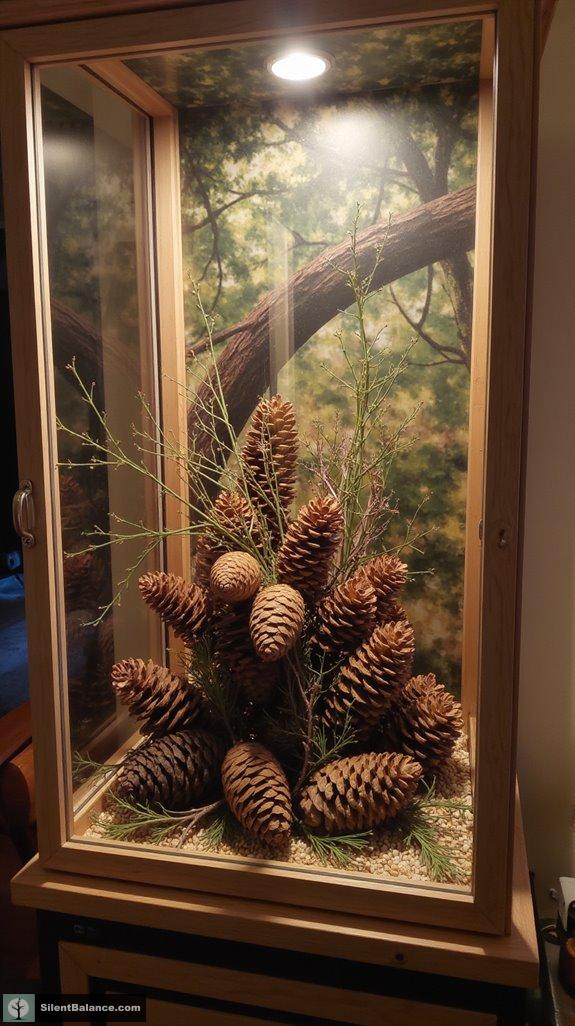 natural pinecone box arrangement