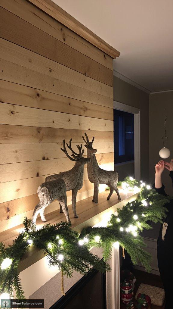 natural wood mantel decor