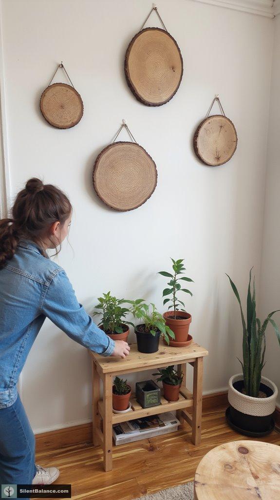 natural wood slice tapestry