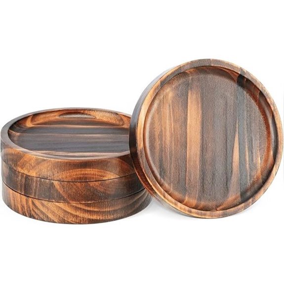 Wooden Drink Coasters Set of 4 Natural 4.3 inches