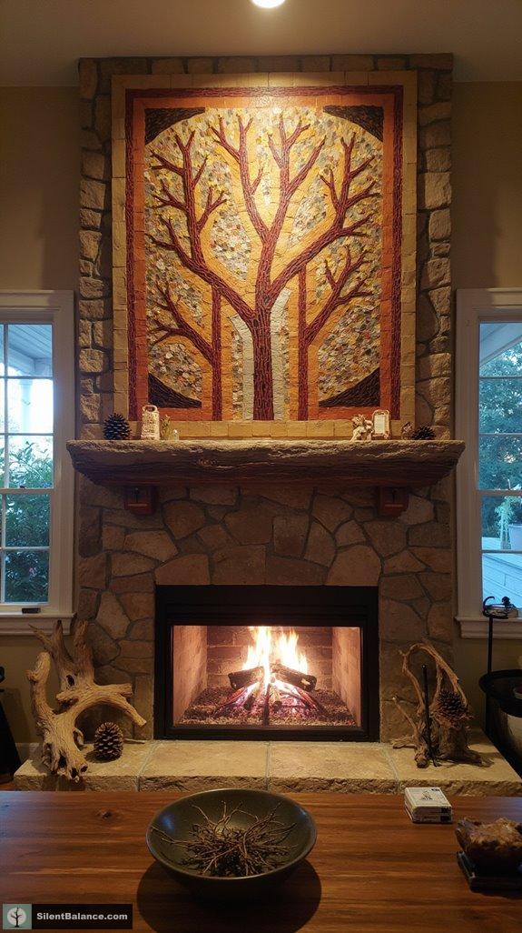 nature inspired fireplace decor