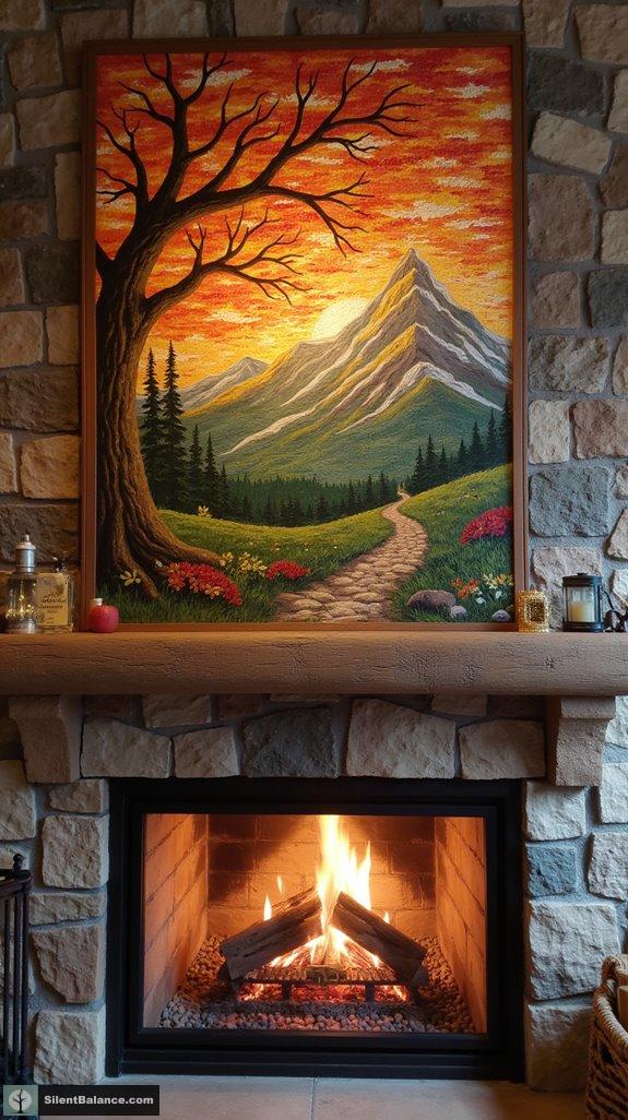 nature inspired fireplace decor