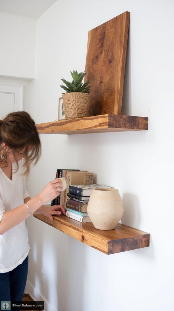 nature inspired modern shelf decor