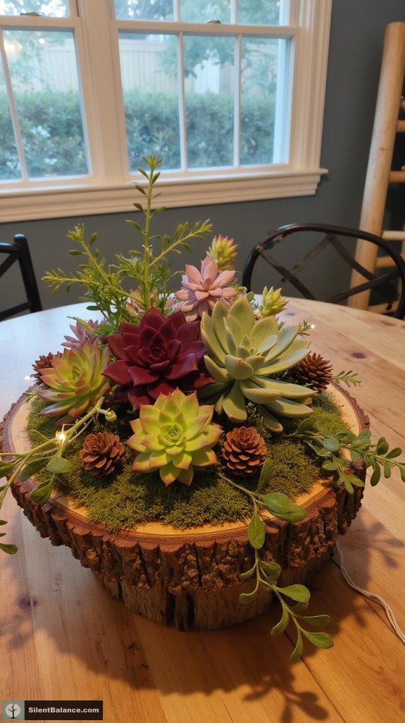nature inspired succulent centerpiece