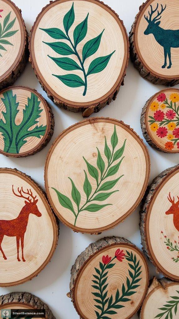 nature inspired wood slice art