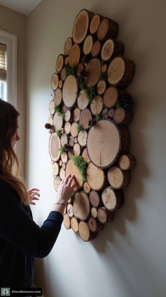 nature inspired wood slice art