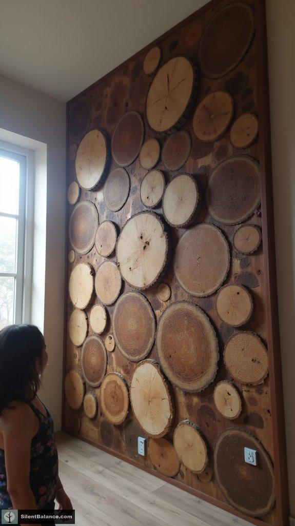 nature inspired wood slice panels