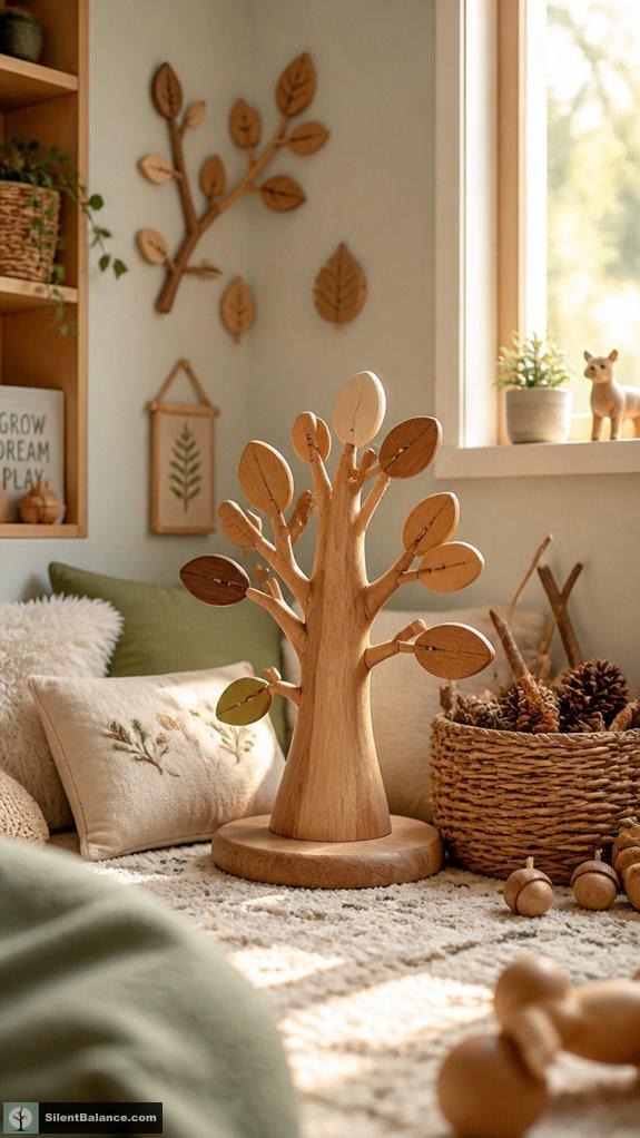 nature inspired wooden nursery decor