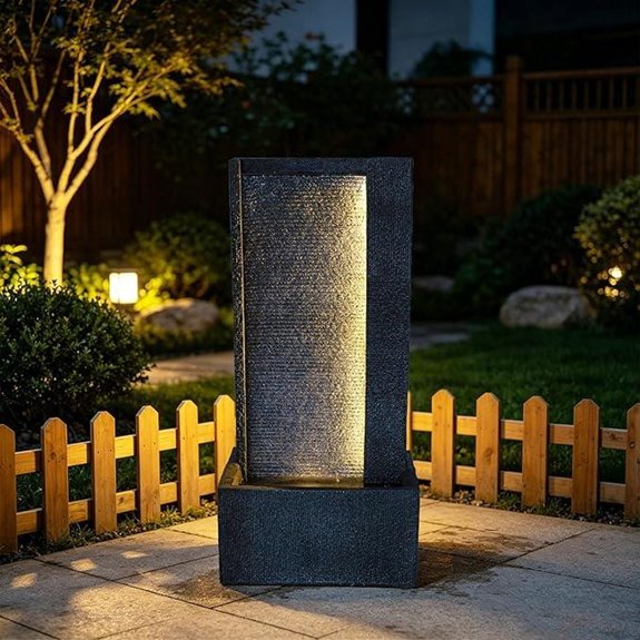 Outdoor Slate Fountain with LED Lights and Waterfall