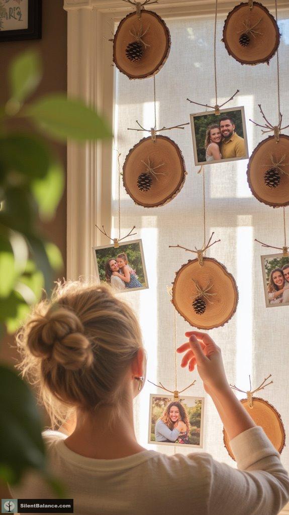 personalized tree slice photo holders