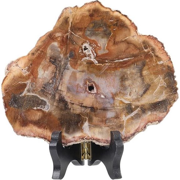Moonsix Petrified Wood Slab with Wooden Stand