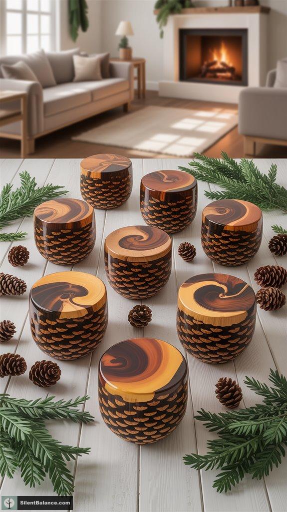 pine cone resin tables