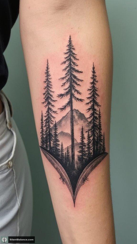 pine tree mountain tattoo
