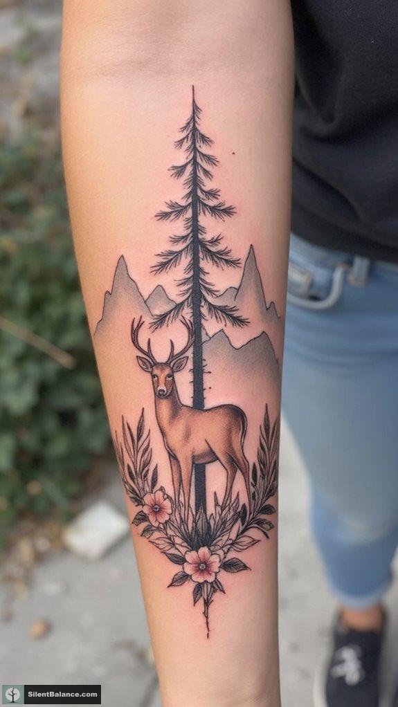 pine tree nature tattoo combinations