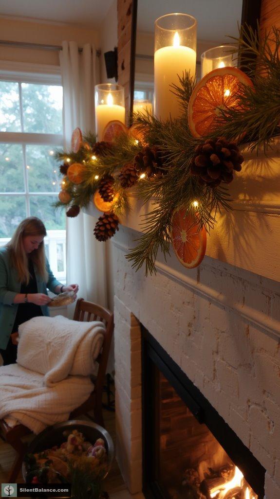 pinecone and orange garland