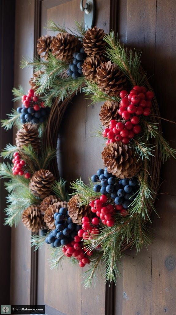 pinecone berry wreath combination