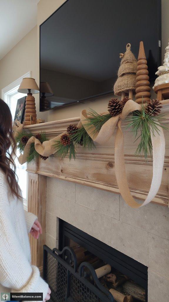 pinecone burlap ribbon garland