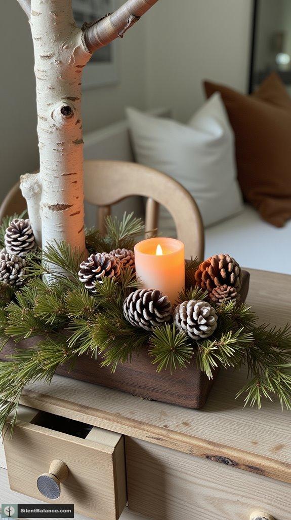 pinecone centerpiece with branches