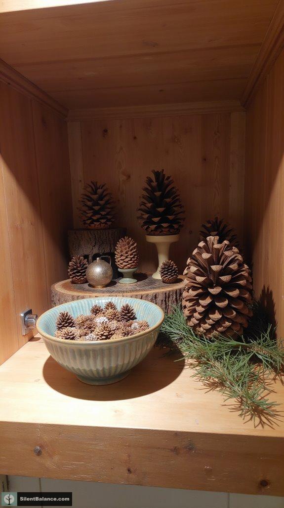 pinecone shelf decoration ideas