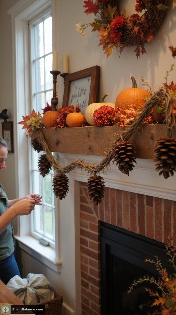 pinecone twig garland creation