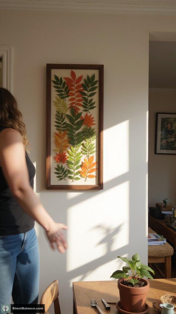 pressed leaf collage decor