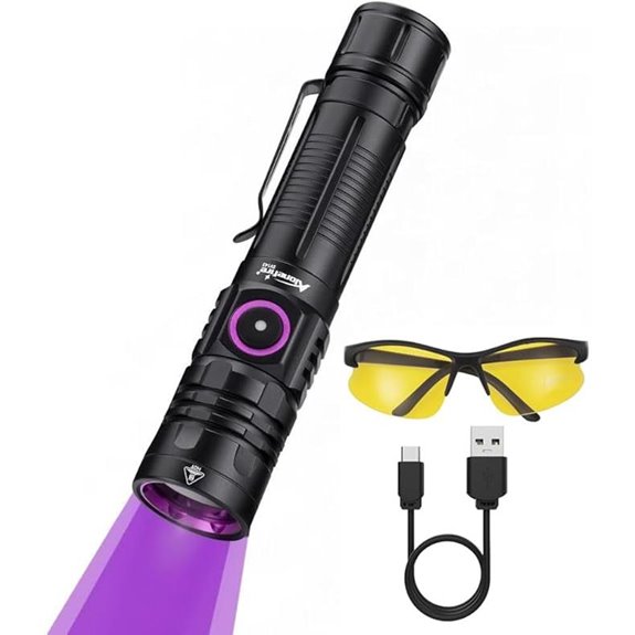ALONEFIRE 365nm UV Flashlight Rechargeable Money Detector