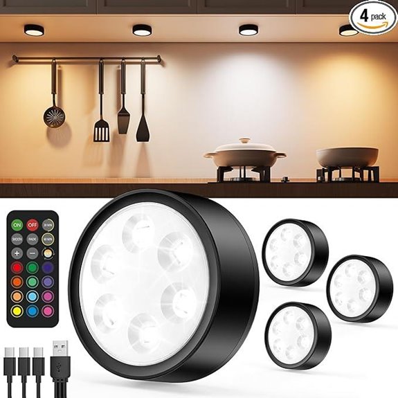 Rechargeable Magnetic RGB Puck Lights with Remote
