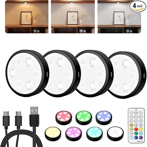 Holkpoilot Rechargeable Puck Lights with Remote