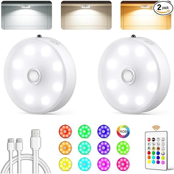 LENOMA Rechargeable RGB Puck Lights with Remote (2 Pack)