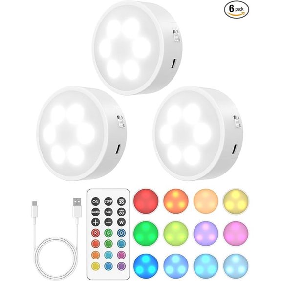GOODEA.fun RGB Puck Lights with Remote (3 Pack)