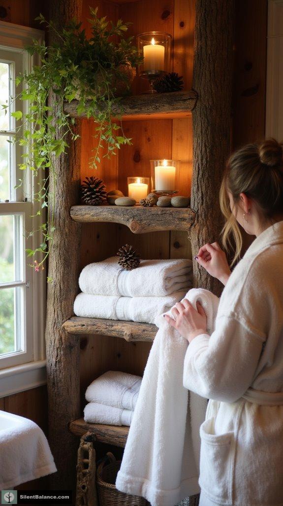 rustic bathroom shelving decor