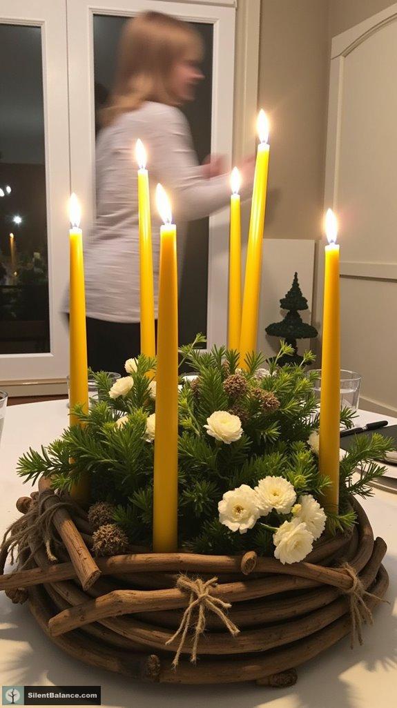 rustic branch circle centerpiece