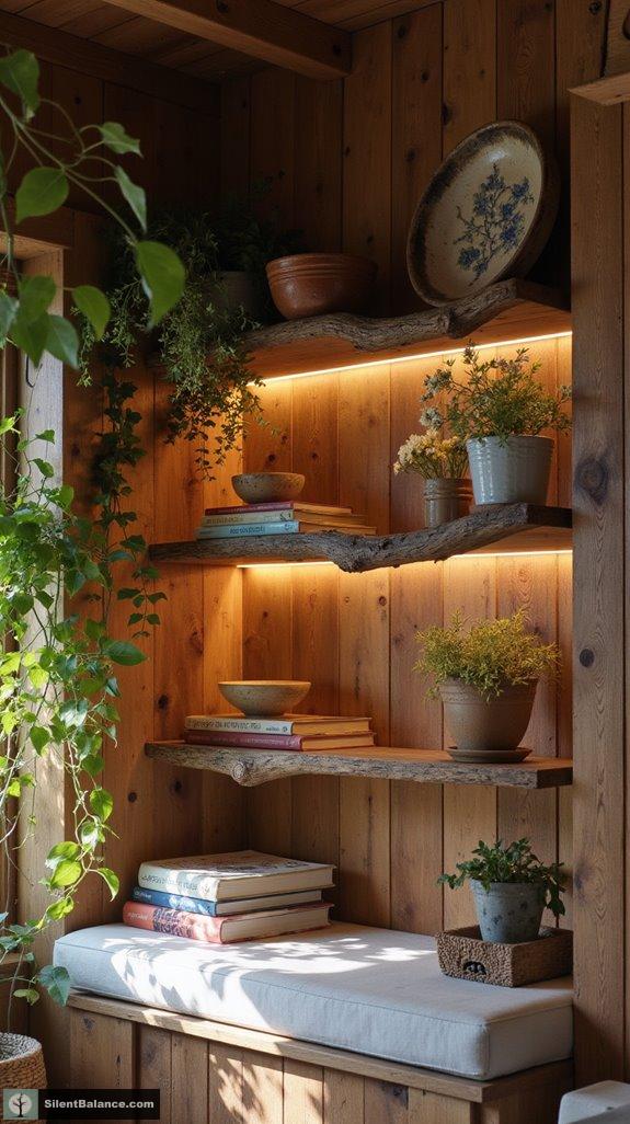 rustic branch shelf decor