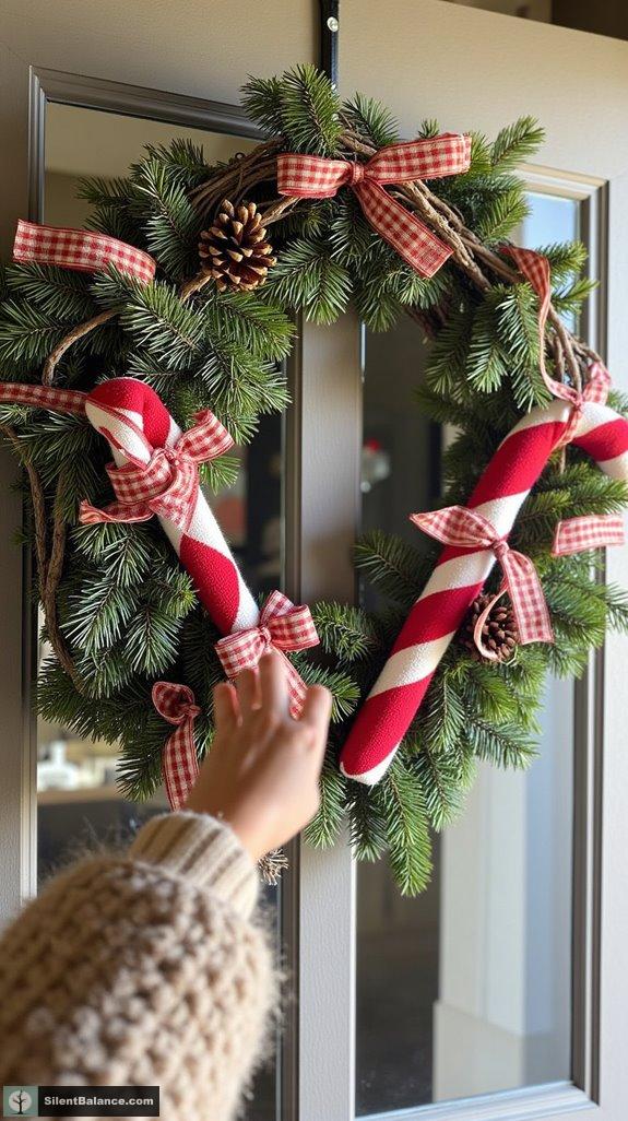 rustic candy cane wreath