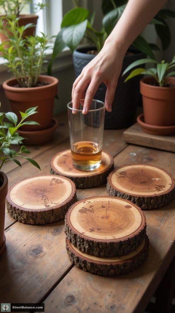 rustic coasters from tree slices