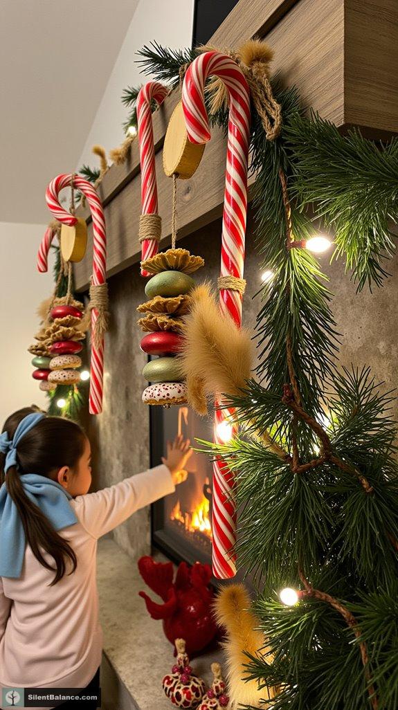 rustic holiday candy cane garlands