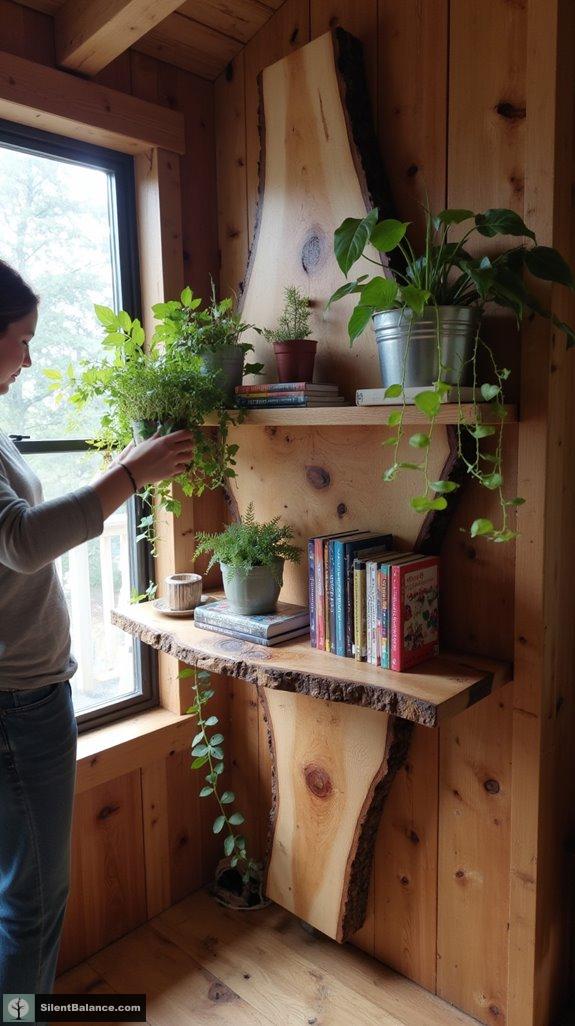 rustic live edge shelving