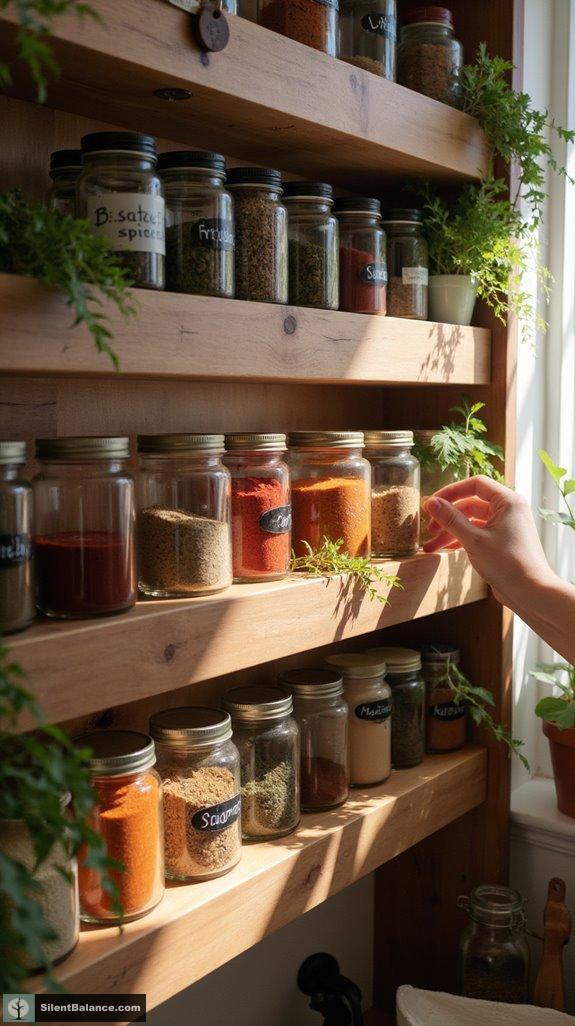 rustic minimalist spice organization