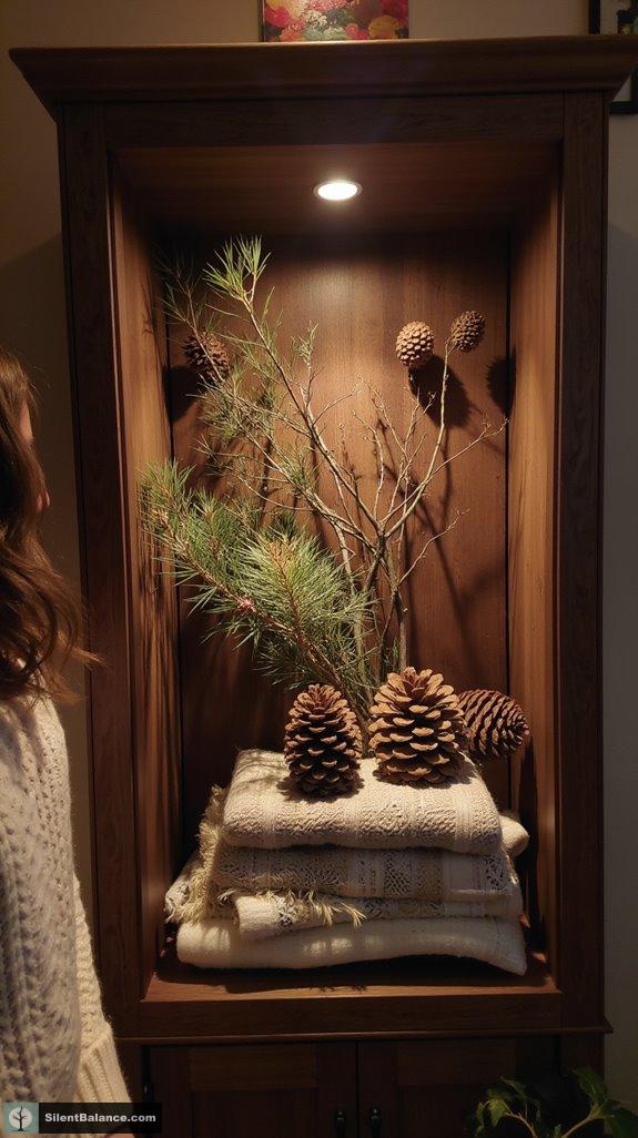 rustic nature inspired shelf displays