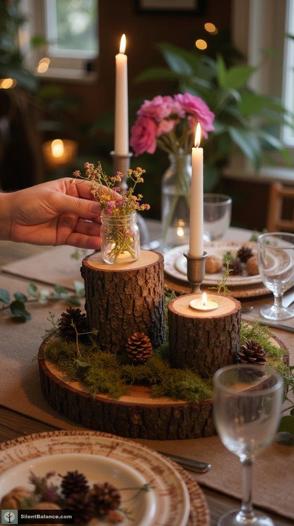 rustic nature inspired table decor