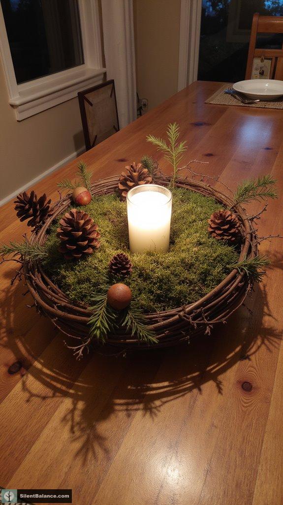 rustic pinecone and moss
