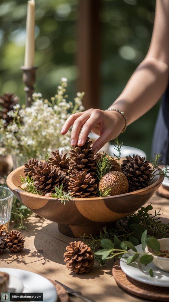 rustic pinecone arrangement ideas