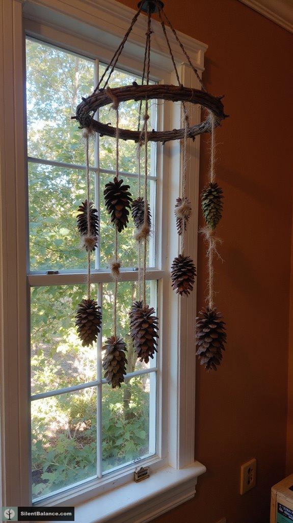 rustic pinecone branch mobile