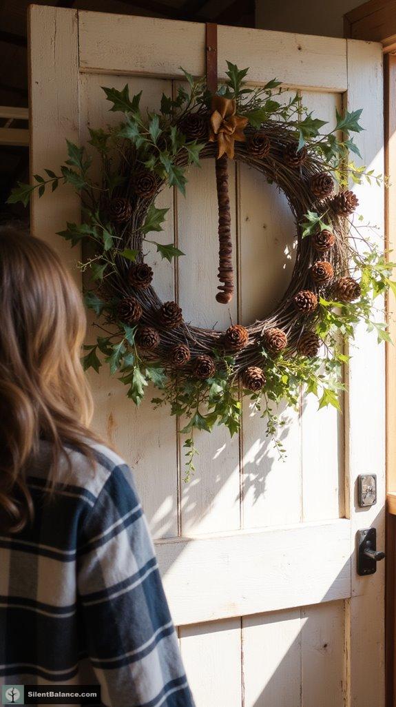 rustic pinecone branch wreath