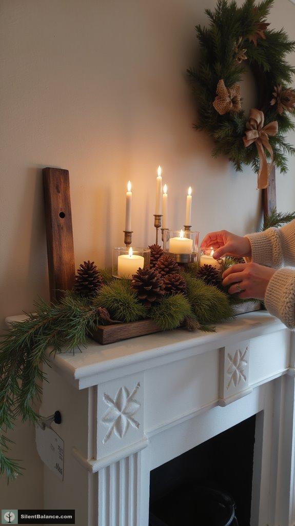 rustic pinecone candle accents